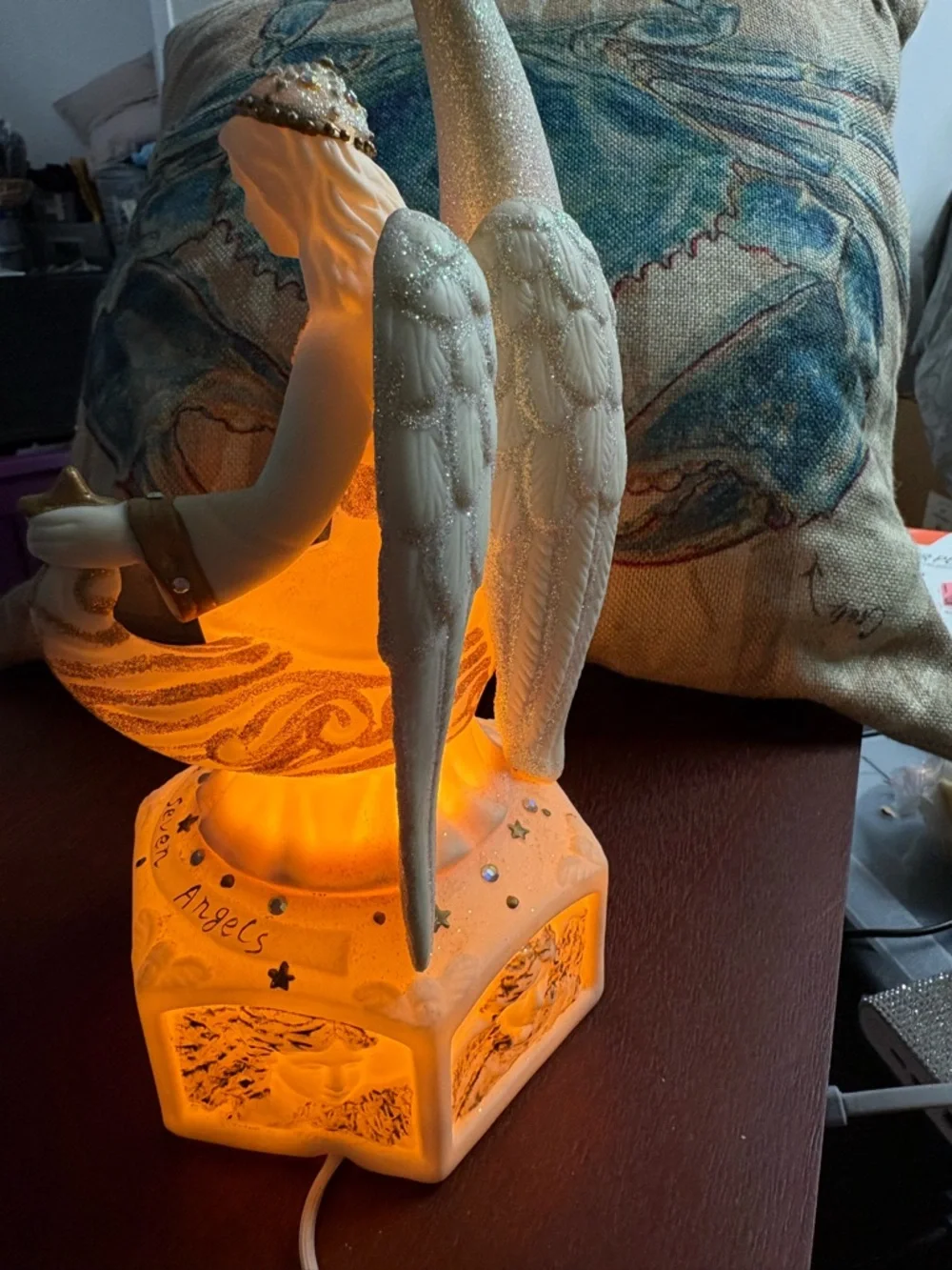 Ivory and Gold Angel Night Light Home Accents new